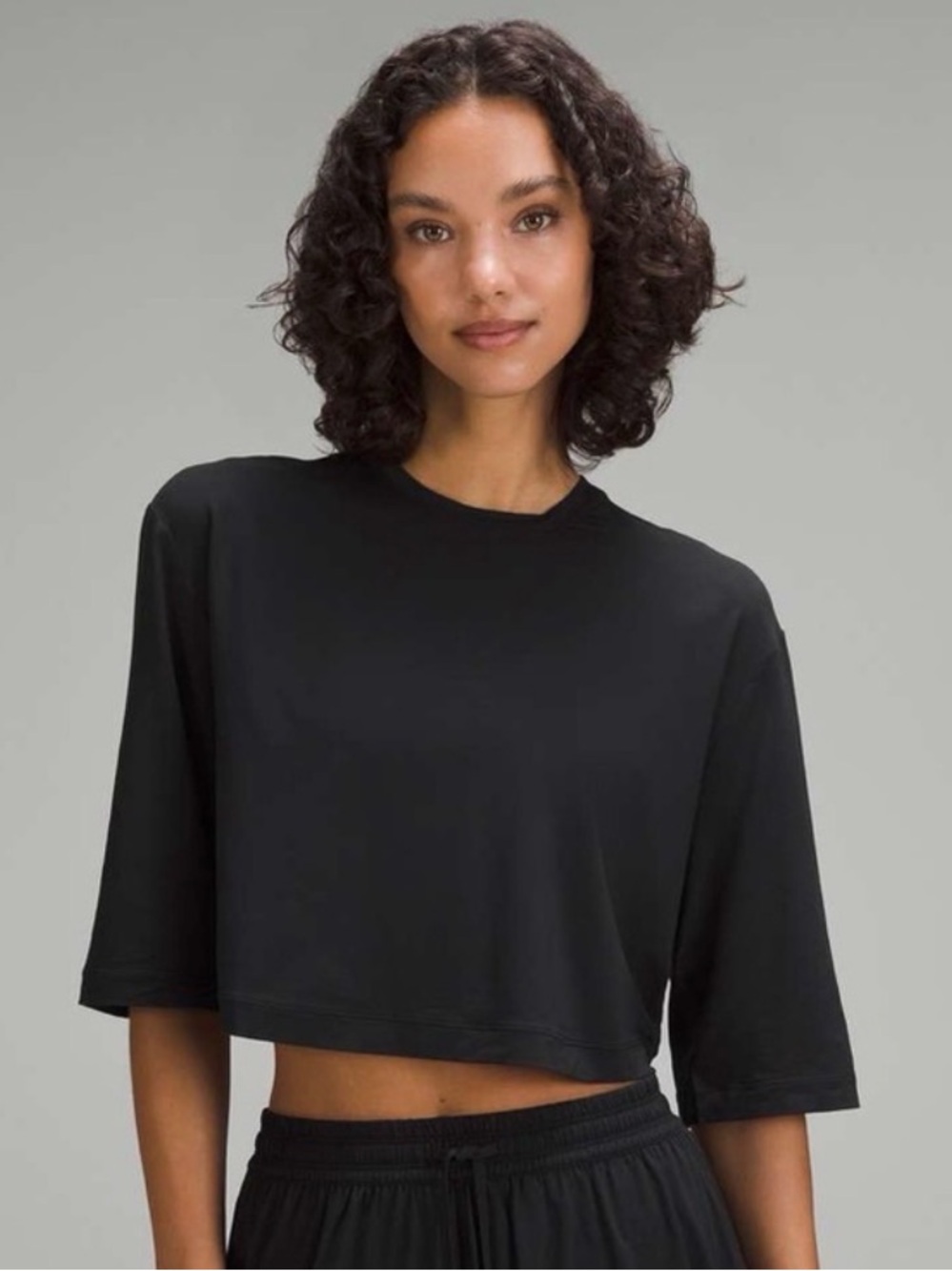 Lululemon Modal Relaxed-Fit Cropped Short-Sleeve Shirt Black Size 6